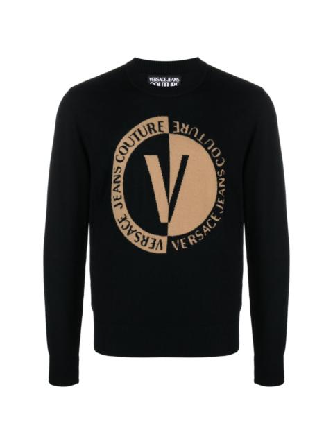 VERSACE JEANS COUTURE intarsia-knit logo wool jumper