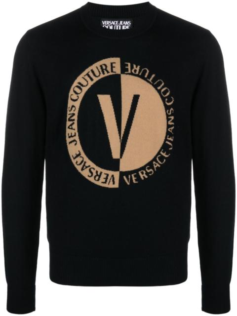 VERSACE JEANS COUTURE intarsia-knit logo wool jumper