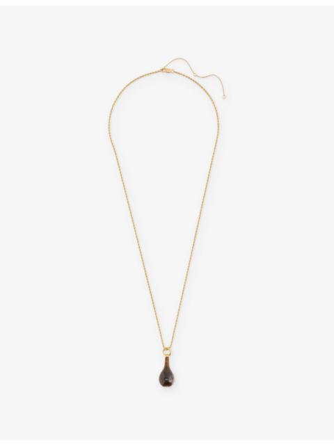 TOTEME Tiger's Eye 24ct Yellow Gold-Plated Brass and Swarovski® Crystal Drop Pendant Necklace