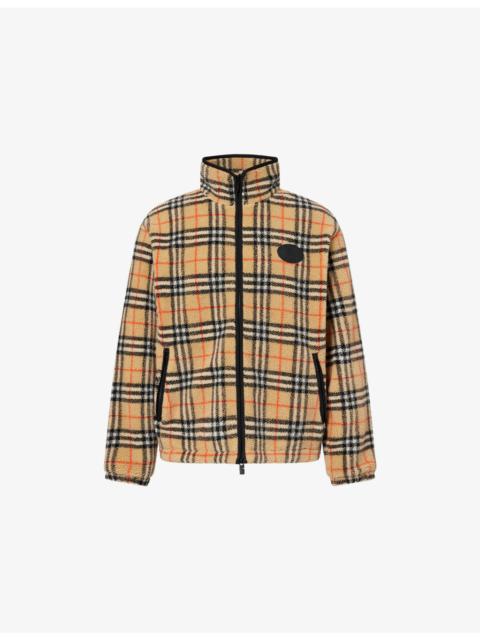 Burberry Check-Print High-Neck Wool-Blend Jacket