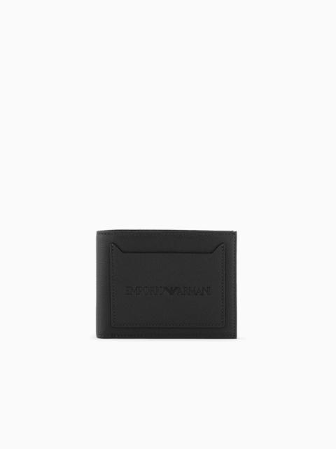 EMPORIO ARMANI Tumbled-leather bi-fold wallet with outer pocket