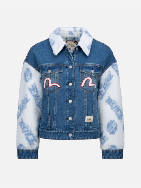 EVISU SHERPA TRIMMED DENIM JACKET