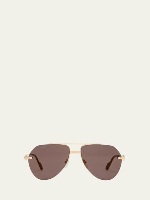 Cartier Men's Metal Aviator Sunglasses