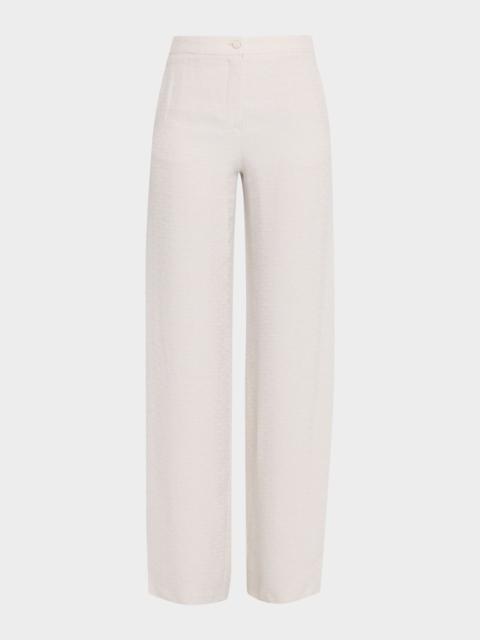 EMPORIO ARMANI High-Rise Textured Armure Trousers