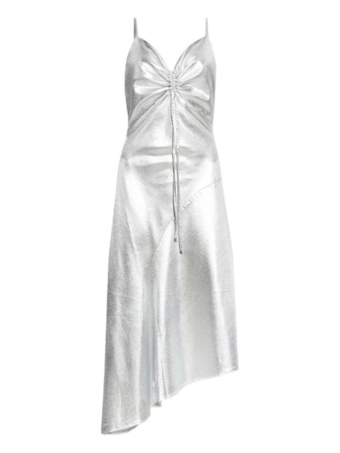 ALLSAINTS Alexia metallic ruched slip dress