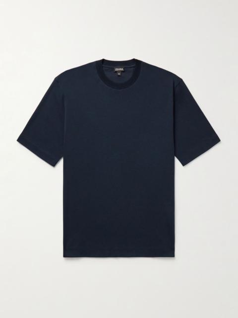 ZEGNA Cotton and Silk-Blend Jersey T-Shirt Navy