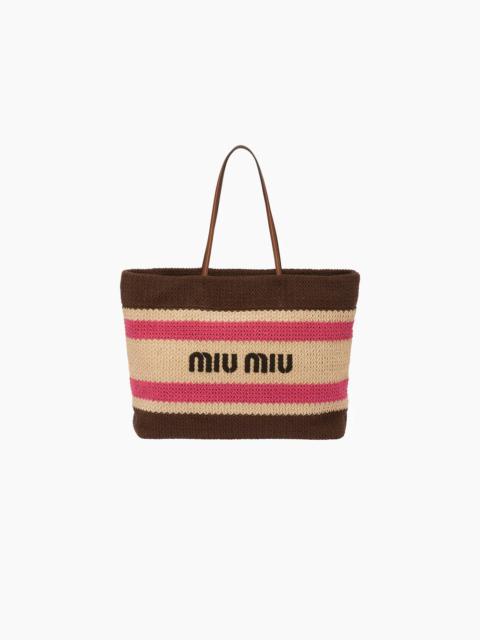 Miu Miu Raffia and cotton tote bag