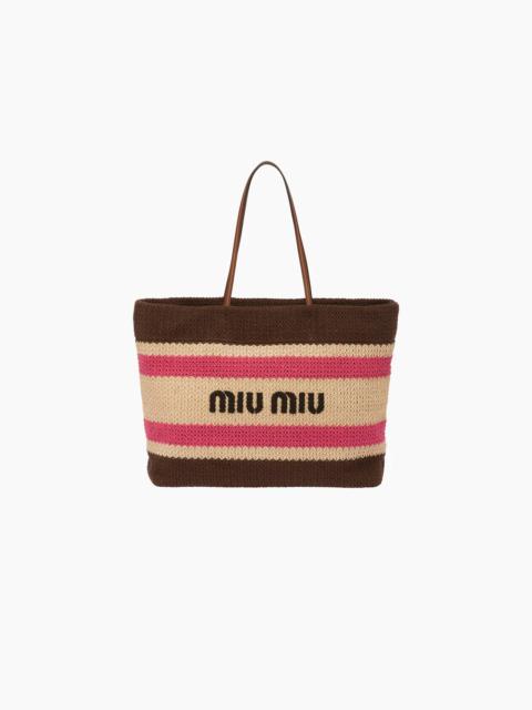 Raffia and cotton tote bag