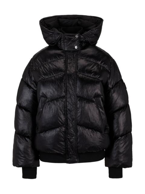 BOSS HOODED PUFFER JACKET WITH METALLIC EFFECT