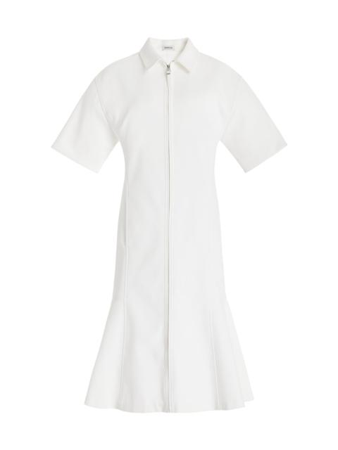 Winslow Zip-Front Suiting Midi Shirt Dress ivory