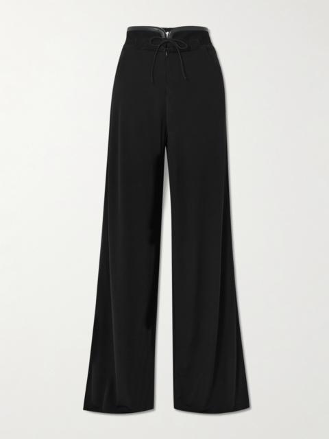 CHRISTOPHER ESBER Yvette Tie-detailed Leather And Suede-trimmed Jersey Wide-leg Pants