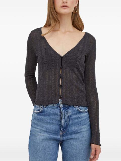 GUESS USA V-neck pointelle-knit cardigan