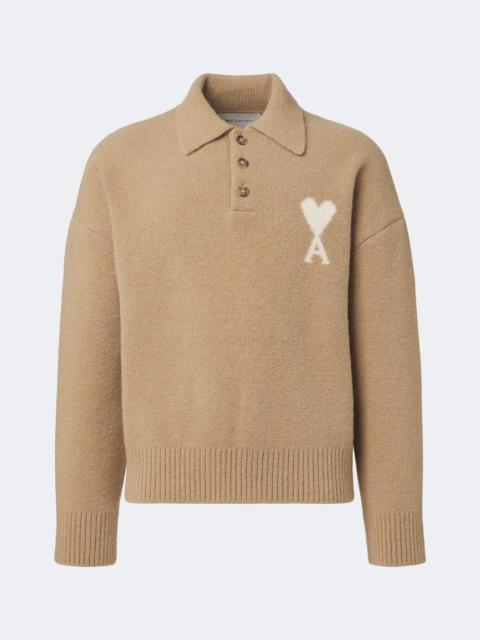 AMI Paris Ami de Coeur alpaca and wool-blend polo sweater