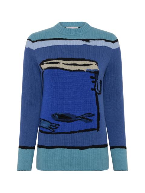 GABRIELA HEARST Tarikel Knit Sweater in Water Multi Cashmere