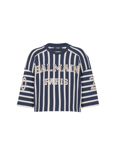 Balmain Striped Balmain Baseball T-shirt