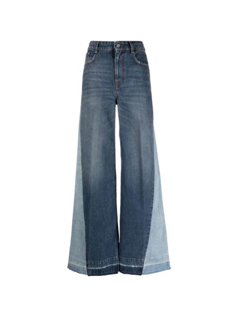 Double-tone wide-leg jeans
