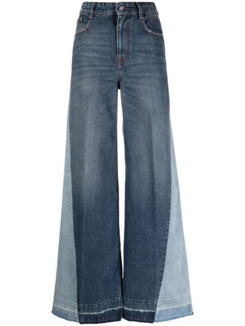 Double-tone wide-leg jeans