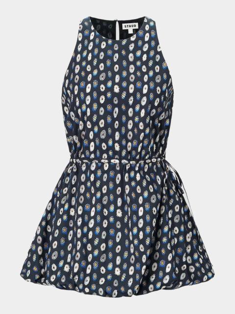 STAUD Molly Cotton Bubble-Hem Mini Dress