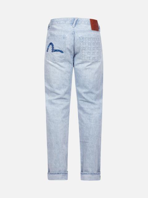 EVISU Patchwork Effect and Sashiko Carrot Fit Denim Jeans #2017