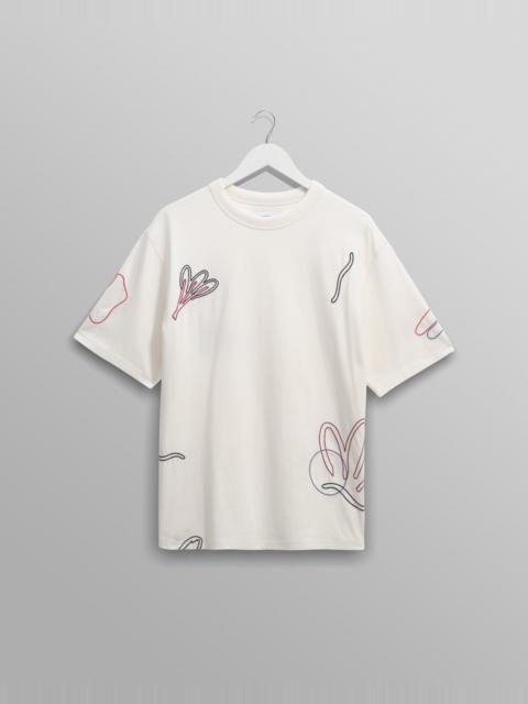 Wax London Milton - Ecru Embroidered Organic Cotton T-Shirt