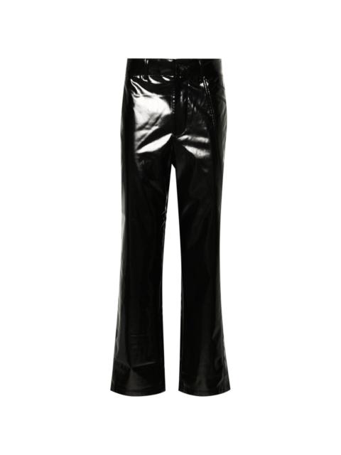 glossy-finish seam-detail trousers