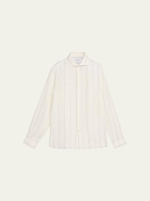 Brunello Cucinelli Men's Cotton Wide Stripe Button-Down Shirt