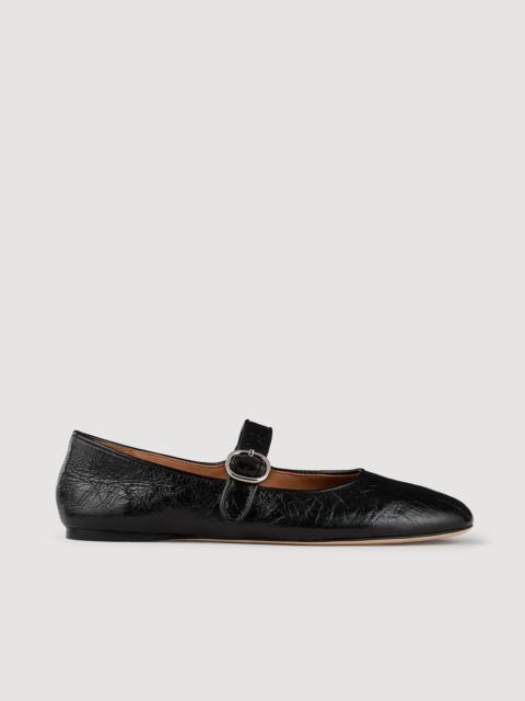 Sandro SHINY LEATHER BALLET FLATS