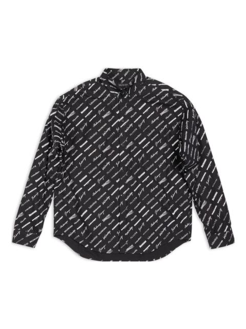 BALENCIAGA Balenciaga Logomania All Over Long Sleeve Shirt 'Black' 662983TNLL11070
