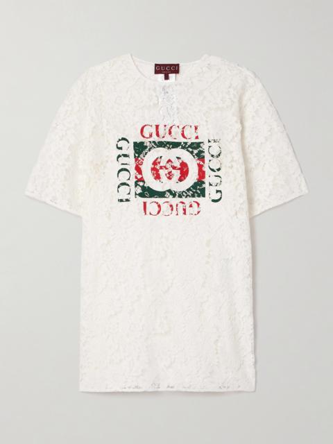 GUCCI Printed Corded Lace T-shirt