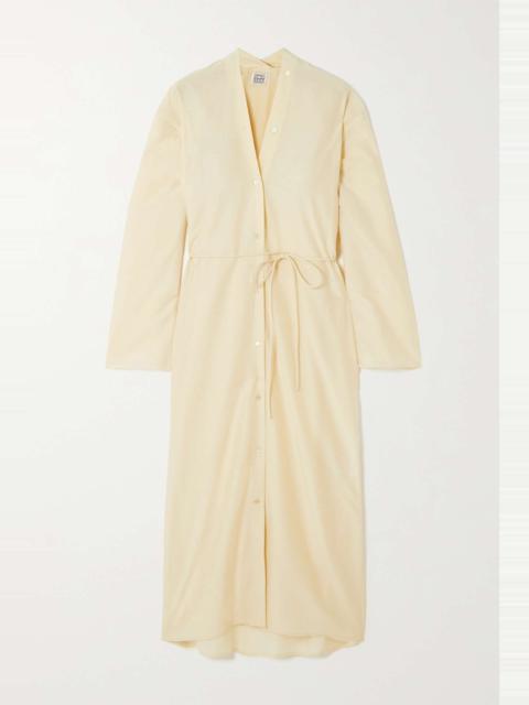 Belted organic cotton and silk-blend voile shirt dress