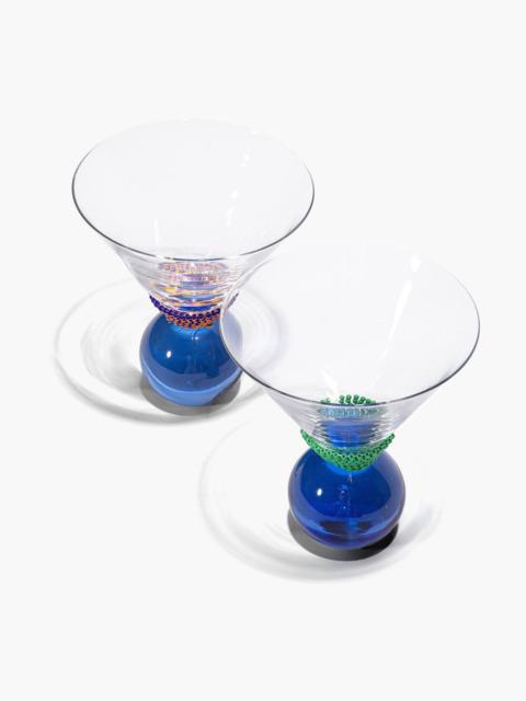 STAUD STAUD BEADED MARTINI GLASSES BLUE