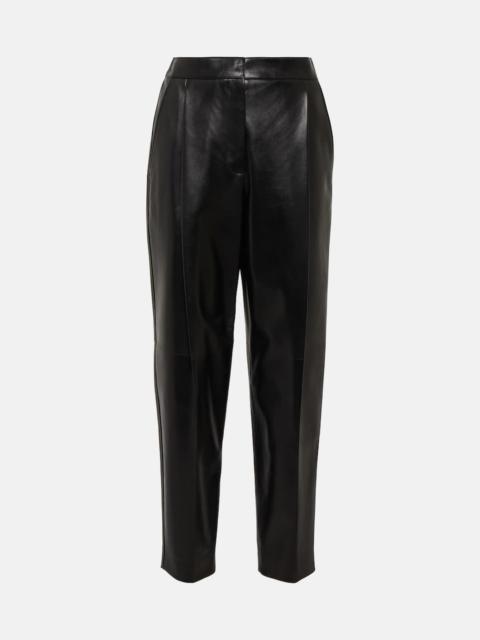 High-rise straight-leg leather pants