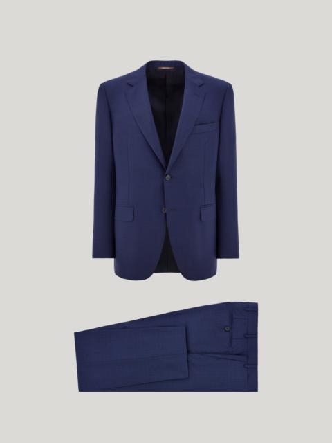 Canali BLUE AND DARK BROWN NEAR-SOLID WOOL SUIT
