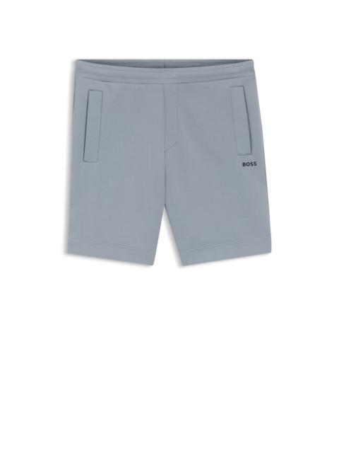 BOSS LOGO-EMBROIDERED SHORTS IN COTTON-BLEND PIQUE JERSEY