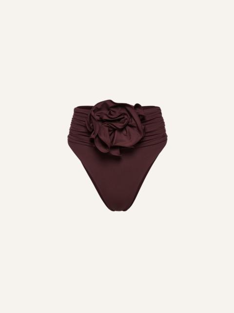 MAGDA BUTRYM High-waisted floral appliqué swim bottom in brown