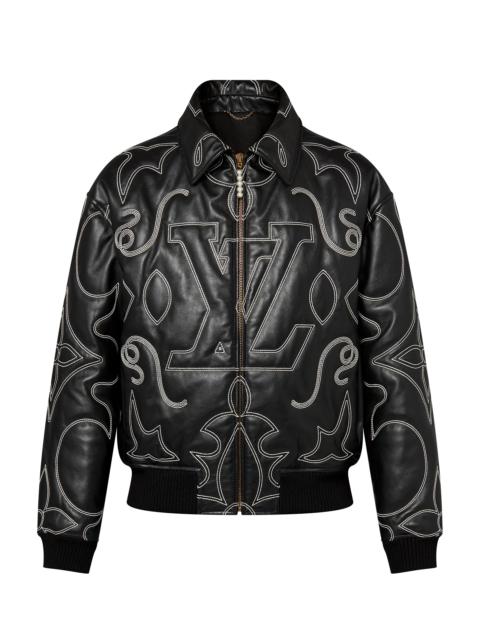 Louis Vuitton Embroidered Leather Bomber Jacket