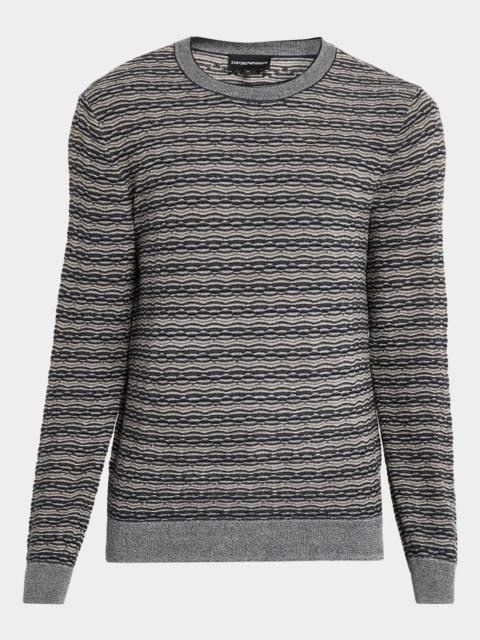 EMPORIO ARMANI Men's Wool-Blend Jacquard Crewneck Sweater