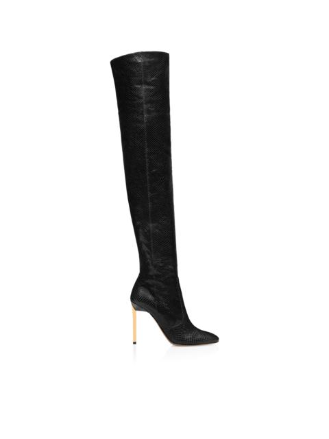 STAMPED PYTHON LEATHER CARINE OVER THE KNEE BOOT