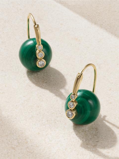 SYDNEY EVAN 14-karat Gold, Malachite And Diamond Earrings