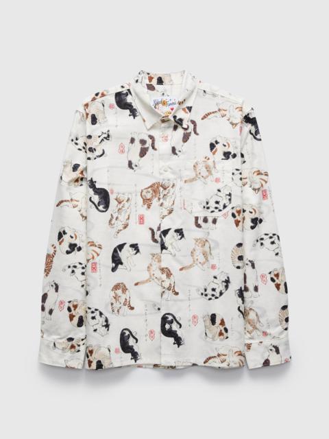 Naked & Famous "Japanese Neko Cats" True Shirt in Bone