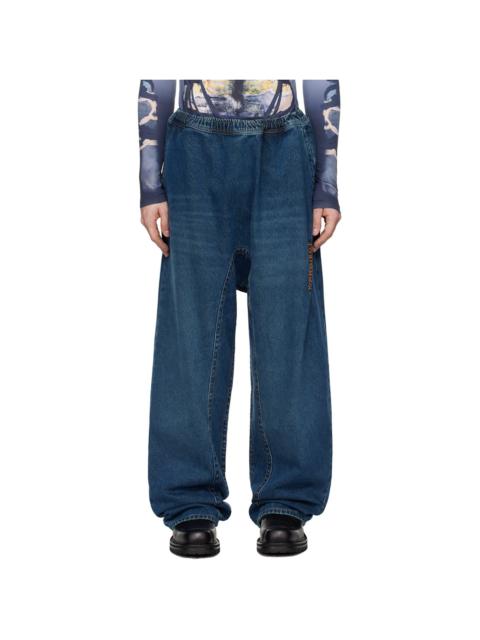 Y/Project Blue Pinched Logo Souffle Jeans