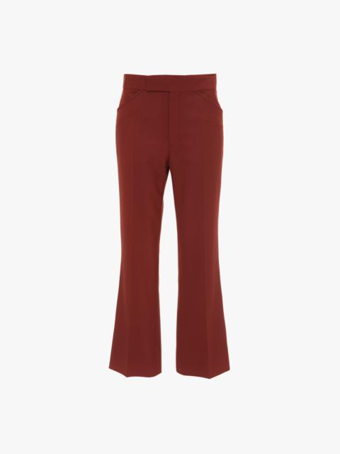 Victoria Beckham Wide Cropped Flare Trouser In Russet