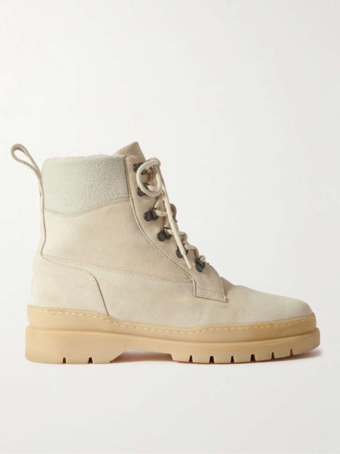 Gravel Cashmere-Trimmed Suede Boots