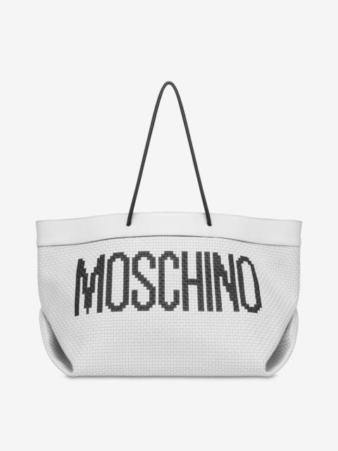 Moschino BLACK & WHITE CALFSKIN BRAIDED SHOPPER