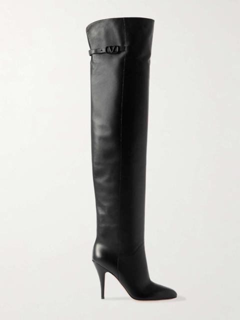 Valentino 105 buckle-embellished leather over-the-knee boots