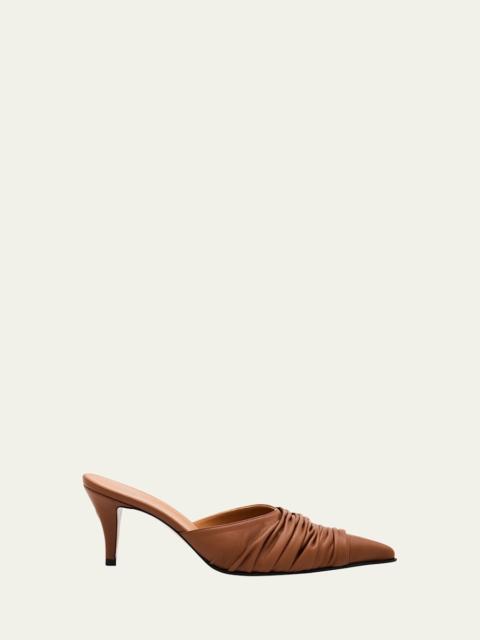Alexander McQueen Ruched Leather Mule Pumps