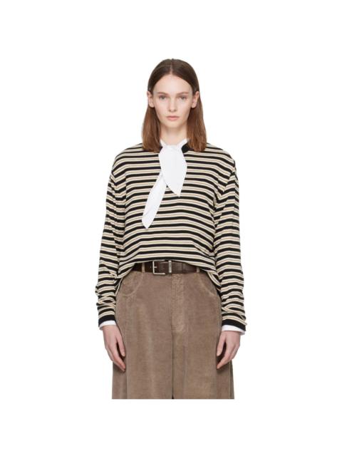 CORDERA Black & Beige Organic Cotton Striped Long-Sleeve T-shirt