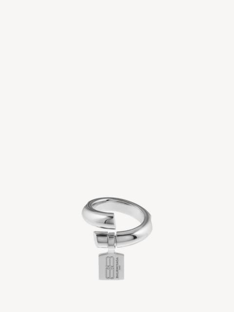 BALENCIAGA Women's Saint-germain Tag Ring in Shiny Silver