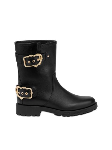 Moschino heart-buckle leather boots