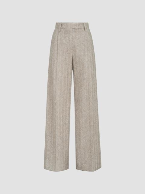 Brunello Cucinelli Women's Dazzling Chevron Embroidery Loose Pleated Trousers - Rope
